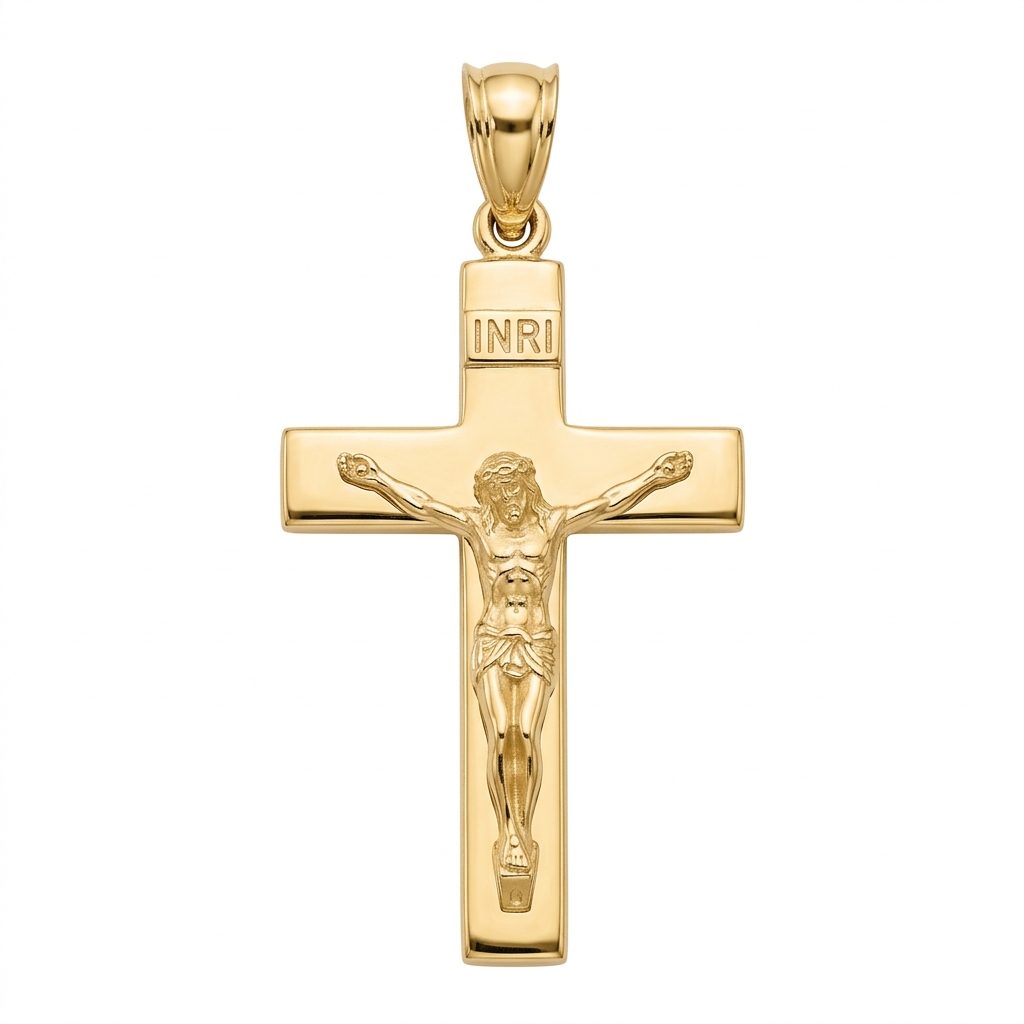 14k Solid Gold Crucifix Pendant