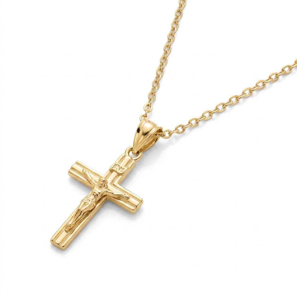 14K Gold Roman Crucifix Necklace