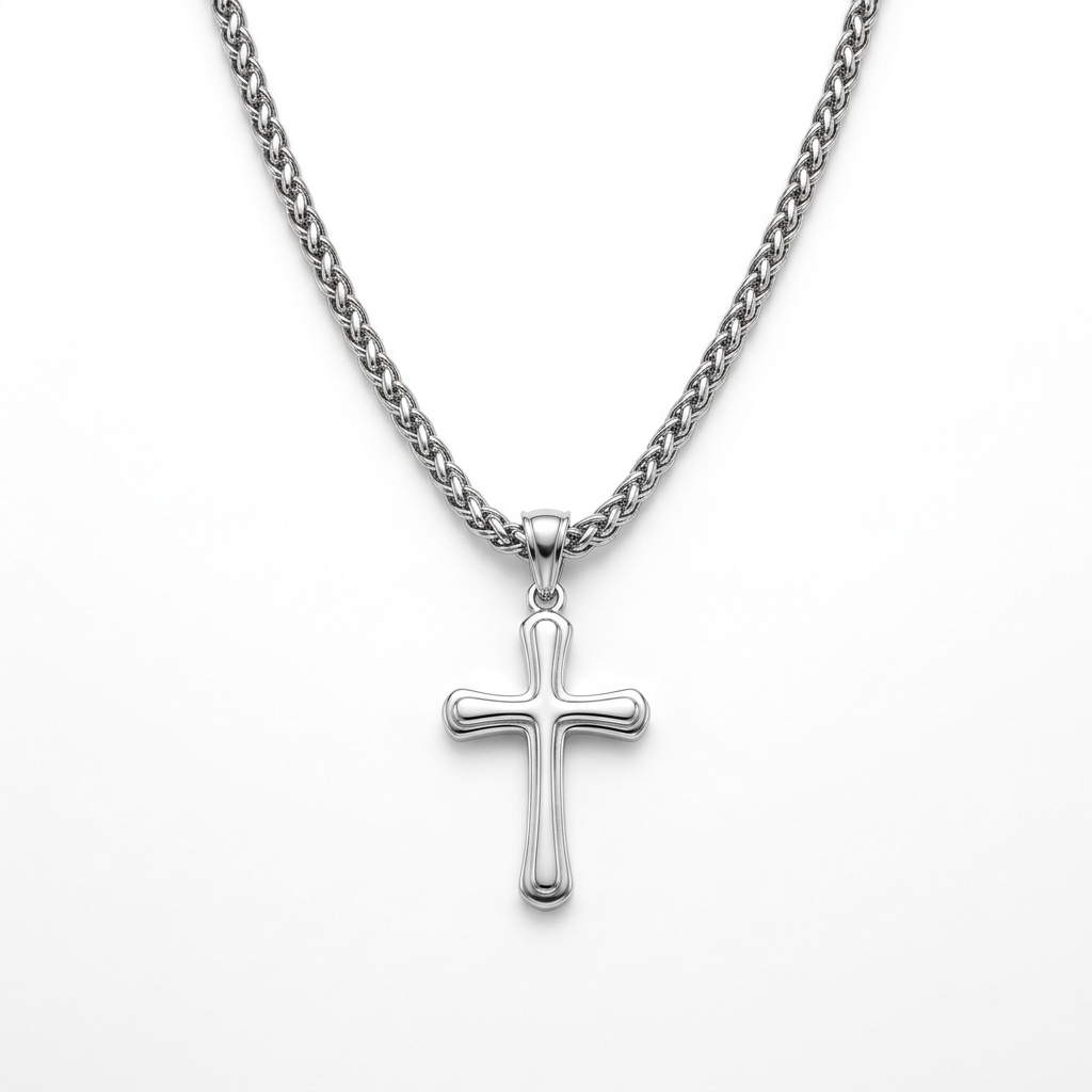Grace Sterling Wheat Chain Cross
