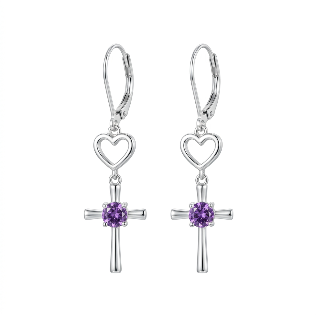 Heart Cross Drop Earrings