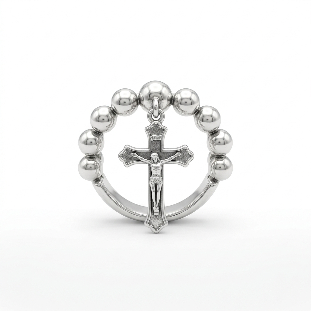 Sterling Rosary Decade Ring