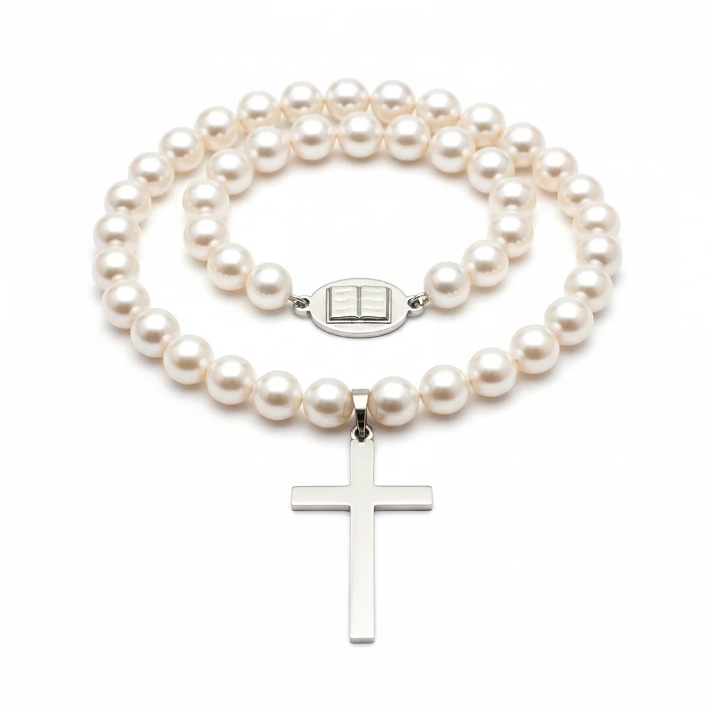 Pearl Strand Faith Necklace